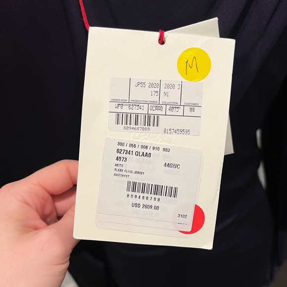 NWT - Alexander McQueen Jersey Draped Long-Sleeve Slit Gown - Amethyst - Picture 9 of 10